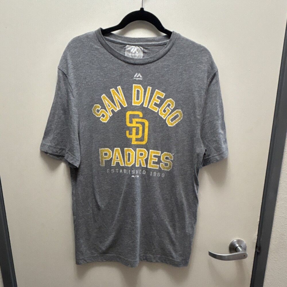 Majestic San Diego Padres MLB Gray Men's M Baseball T-Shirt Fan Apparel Shirt